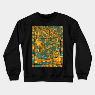 Omaha Map Pattern in Orange & Teal Crewneck Sweatshirt